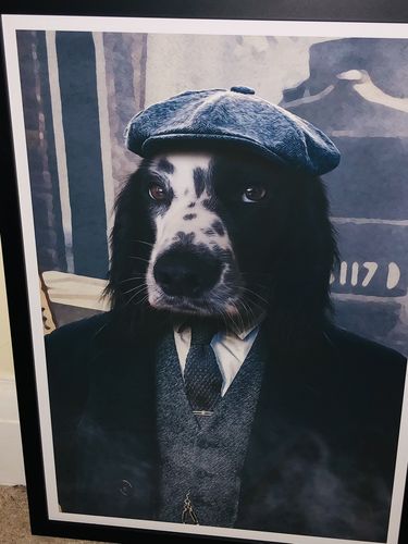 Customer photo review of The Peaky Gangster - Custom Vintage Pet Portrait