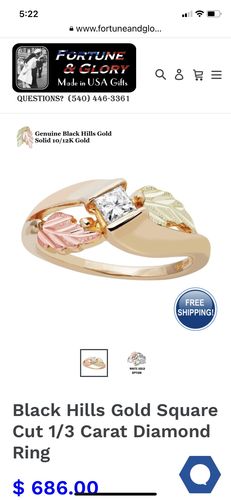 Christie R. review of Black Hills Gold Square Cut 1/3 Carat Diamond Ring image 1 out of 1