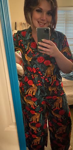 Customer photo review of Jaguar Paradise Black Animal Print Jumpsuit