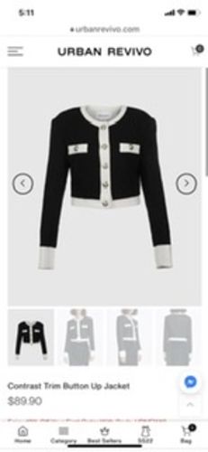 Customer photo review of Fluffy Contrast Trim Faux Pearl Button Cardigan (SELECT SIZES FOR PRE-ORDER)