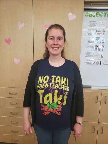 Customer photo review of No Taki When Teacher Taki Funny Print Short Sleeve T-shirt