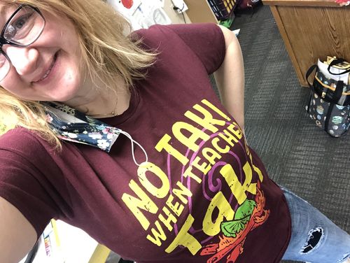 Customer photo review of No Taki When Teacher Taki Funny Print Short Sleeve T-shirt