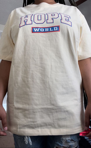 Customer photo review of Hope World T-Shirt