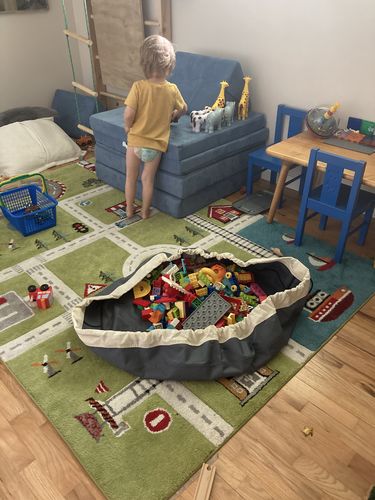 Customer photo review of Large Toy Storage Bag - Seattle Gray
