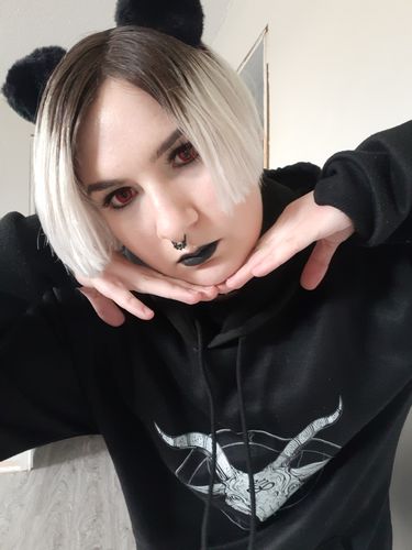 Customer photo review of PRIMAL® Rx Evil Eyes - Red Prescription Colored contact Lenses