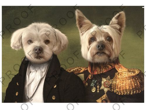Customer photo review of The General & The Baron – Custom Vintage Pet Portrait