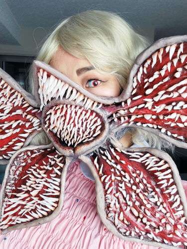 Customer photo review of PRIMAL® Rx Wraith II - Red & white Prescription contact Lenses