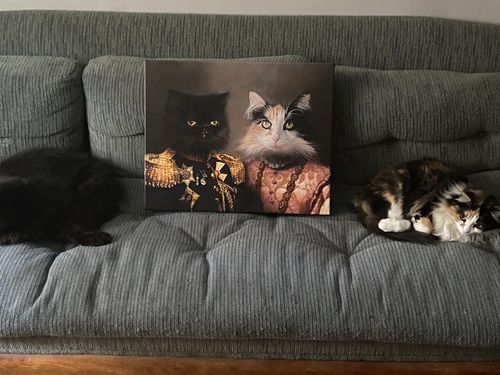 Customer photo review of The General & The Duchess – Custom Vintage Pet Canvas