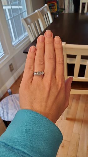 Customer photo review of Classic Three Stone Round Cut Moissanite Sterling Silver Wedding Ring
