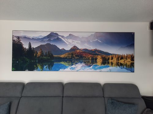 Customer photo review of Leinwandbild | Sonniger Tag am Bergsee | Panorama