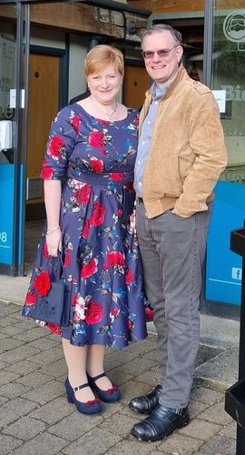 Customer photo review of Liana Midnight Blue Rose Flare Dress