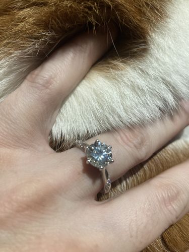 Customer photo review of Moissanite Series Fashion Six Prong Sterling Silver Ring