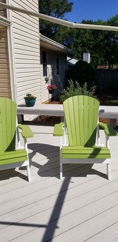 Customer photo review of DuraWeather Poly® King Size Folding Adirondack Chair - (Kiwi Green on White)