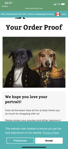 Customer photo review of The General & The Baron – Custom Vintage Pet Portrait