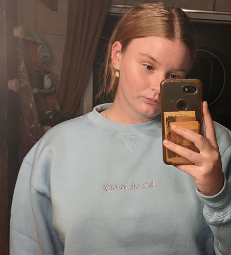 Customer photo review of OVERSIZED Custom Sweaters.