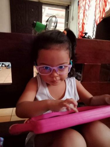 Customer photo review of Lil' MetroSunnies Maurice Kid's Eyeglasses (Bubble Gum) / Con-Strain Blue Light / Anti-Radiation