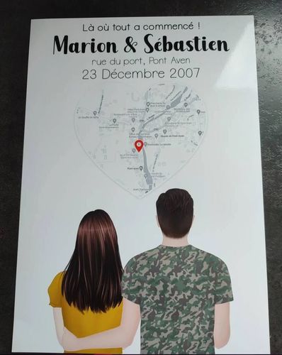 Customer photo review of Affiche Personnalisée - Couple Lieu Première Rencontre - Homme et Femme