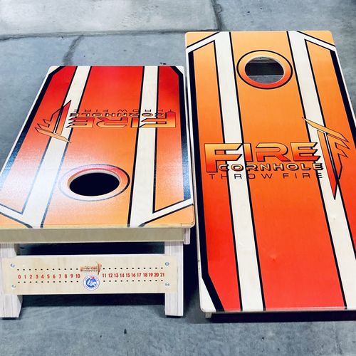 Customer photo review of Fire Cornhole Board Series II