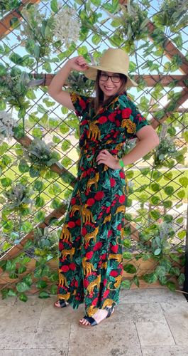 Customer photo review of Jaguar Paradise Black Animal Print Jumpsuit