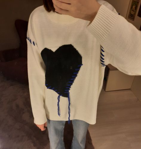 Customer photo review of Harajuku Style Dripping Heart Knit Sweater