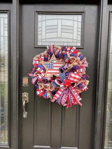 Customer photo review of Wreath Sign, 12"Lx11.75"H Mdf Stars And Stripes Sign Red/White/Blue AP8705, DecoExchange, Sign For Wreath