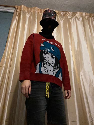 Customer photo review of Harajuku Style "Weary" Anime Knit Sweater