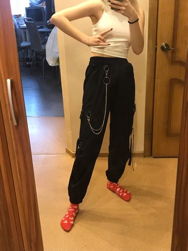 Customer photo review of Harajuku Style Chained Cargo Pants