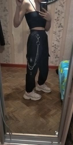 Customer photo review of Harajuku Style Chained Cargo Pants