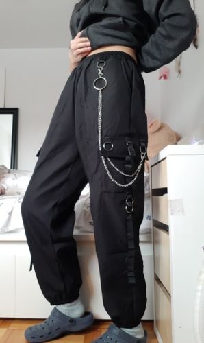 Customer photo review of Harajuku Style Chained Cargo Pants