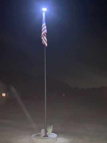 Customer photo review of 25 ft. Commercial Flagpole with External Rope Halyard Rated At 88mph