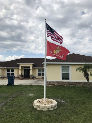 Customer photo review of 15 FT. Commercial Aluminum Flagpole with External Rope Halyard Rated At 120 mph