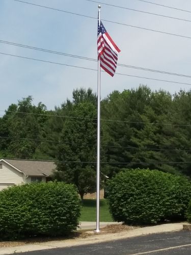 Customer photo review of 25 ft. Commercial Flagpole with External Rope Halyard Rated At 88mph