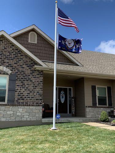 Customer photo review of 20 ft. Commercial Flagpole with External Rope Halyard Rated At 110 mph