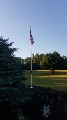 Customer photo review of 20 ft. Commercial Aluminum Flagpole with External Rope Halyard rated at 85mph
