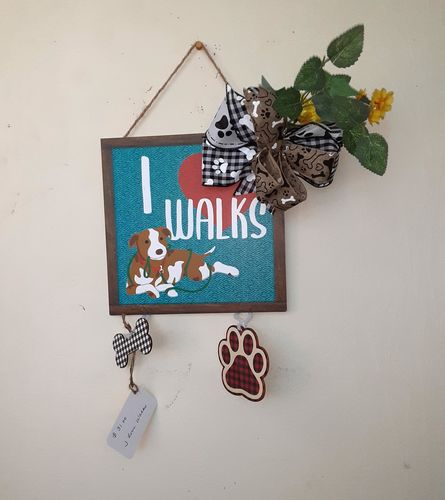 Customer photo review of 10”Sq I Heart Walks Sign Turq/Red/Brn/Gry/Blk/Wht AP7128