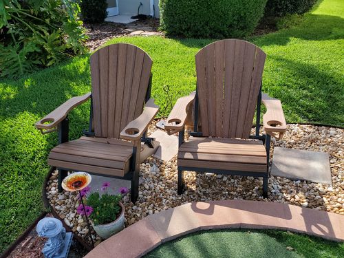 Customer photo review of DuraWeather Poly® King Size Folding Adirondack Chair with Built-in Cup Holders (24+ Color Options!)