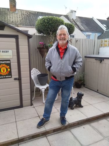Customer photo review of Mens Check Harrington Jacket - Light Grey/Red