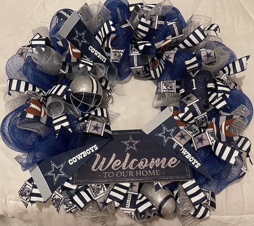 Customer photo review of Three Bows & A Sign Deco Mesh Wreath Tutorial