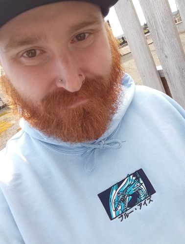 Customer photo review of Blue Eyes Embroidered Hoodie