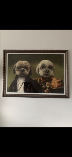 Customer photo review of The General & The Baron – Custom Vintage Pet Portrait