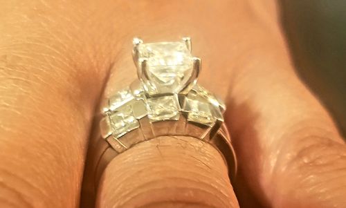 Customer photo review of 1.90-3.05 CT Princess Cut Diamonds - Bridal Set