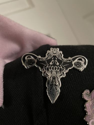 Customer photo review of Death Metal Uterus, Enamel Pin
