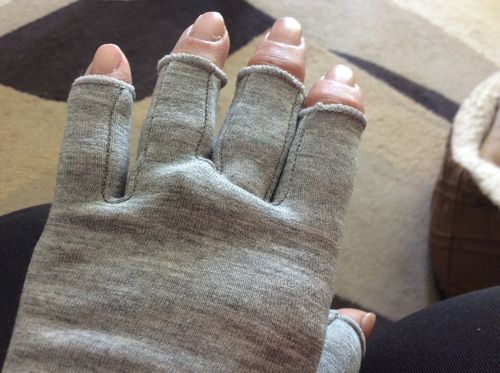 Customer photo review of Premium Bamboo Compression Gloves