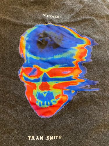 Customer photo review of Harajuku Style Oversized Iridescent Skull Tee