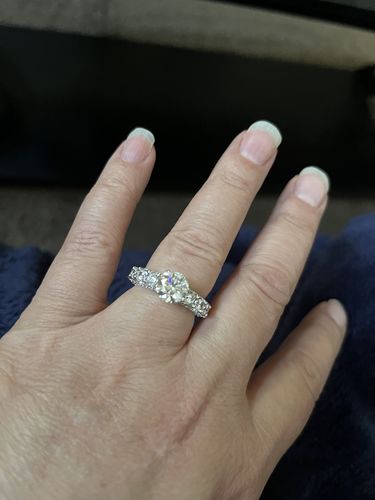 Customer photo review of Eleven Stone Round Cut Moissanite Half Eternity Sterling Silver Ring