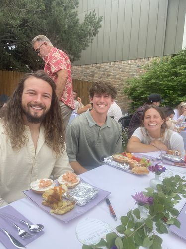 Customer photo review of Square Clear • Silver Pattern Plastic Plates | 10 Plates