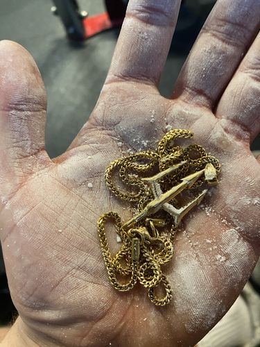 Customer photo review of Trident Necklace - Gold