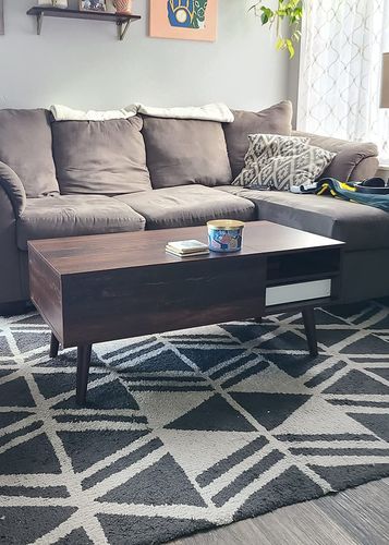 Customer photo review of Retro Brown/Charcoal Black Lift Top Coffee Table | WLIVE