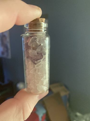 Customer photo review of Rose Quartz & Amethyst Chips Wish Bottle