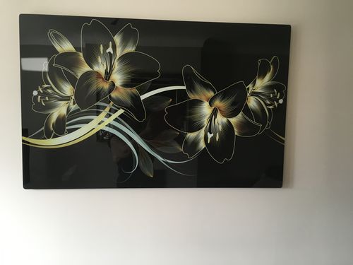 Customer photo review of Black Flower Glass Print Wall Art